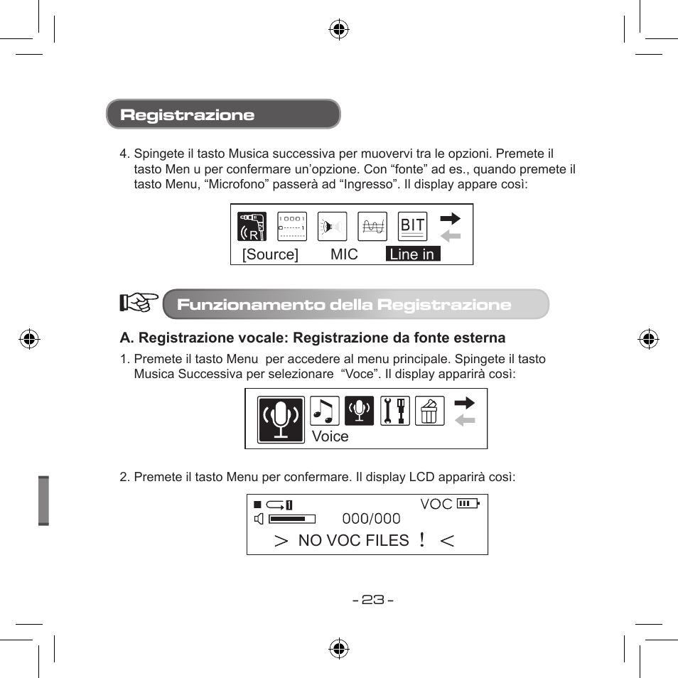 Registrazione, Funzionamento della registrazione | Curtis MPS533 User Manual | Page 169 / 185