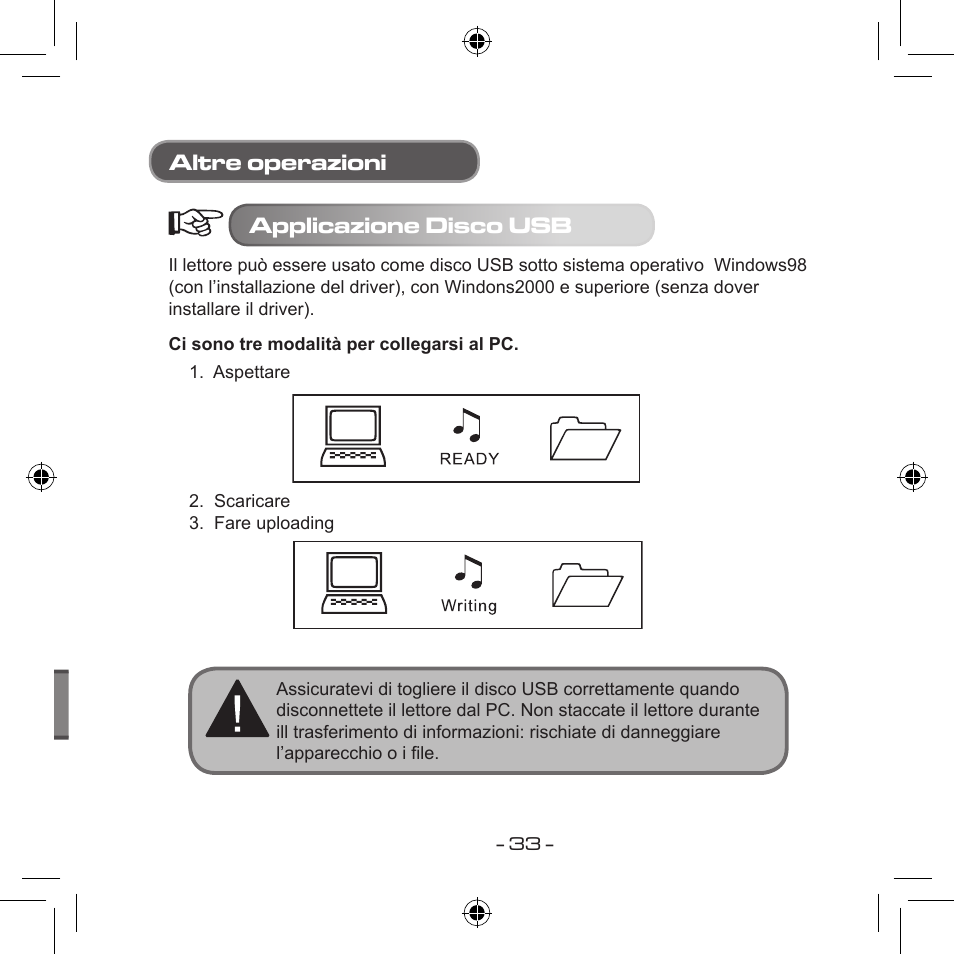 Altre operazioni applicazione disco usb | Curtis MPS533 User Manual | Page 179 / 185