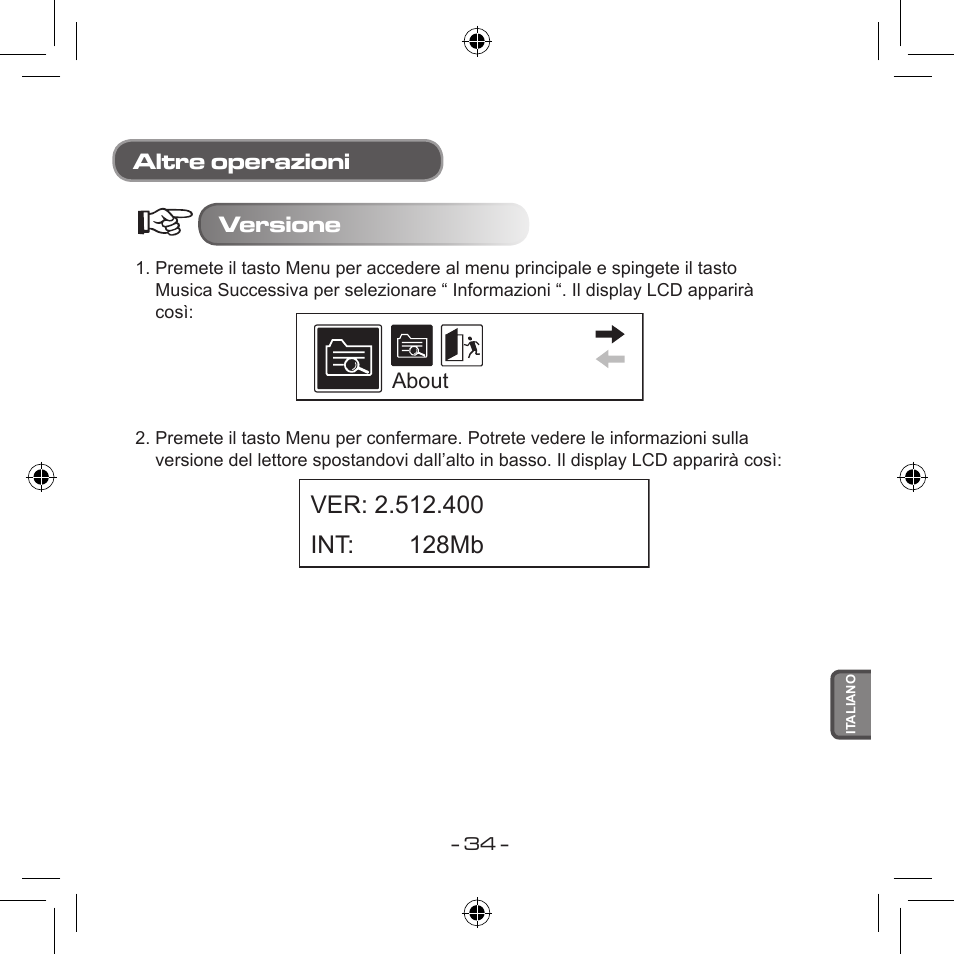 Altre operazioni versione | Curtis MPS533 User Manual | Page 180 / 185