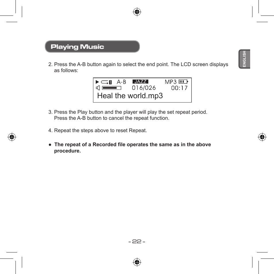 Heal the world.mp3, Playing music | Curtis MPS533 User Manual | Page 20 / 185