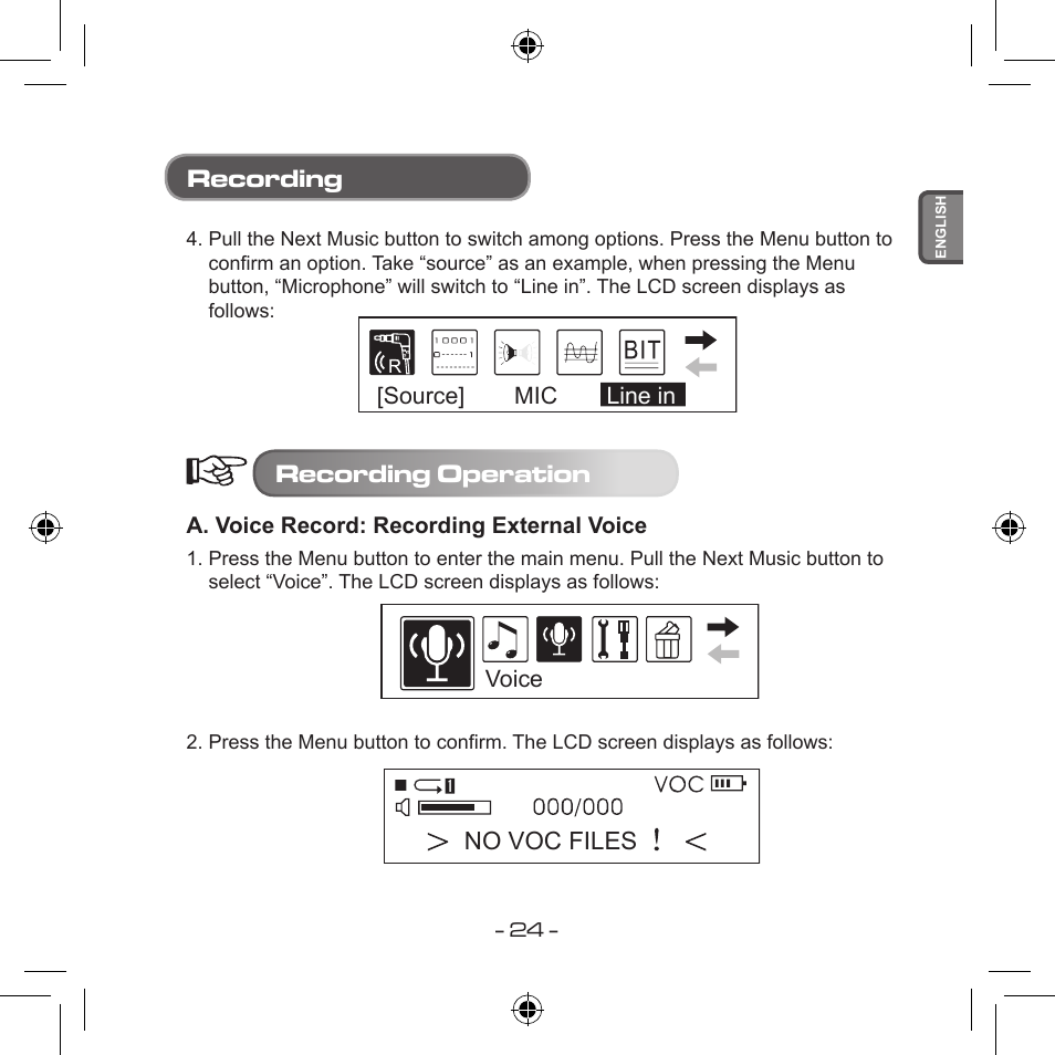 Recording, Recording operation | Curtis MPS533 User Manual | Page 22 / 185