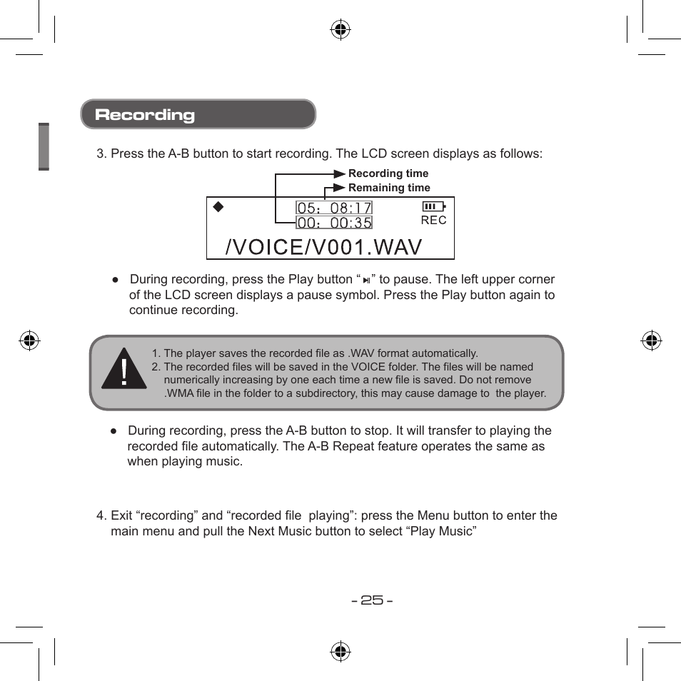 Recording | Curtis MPS533 User Manual | Page 23 / 185