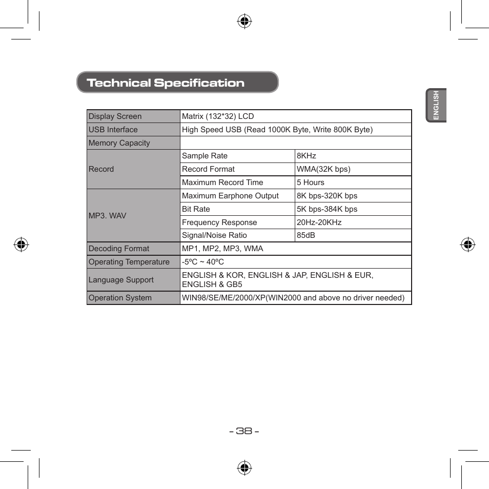 Technical specification | Curtis MPS533 User Manual | Page 36 / 185