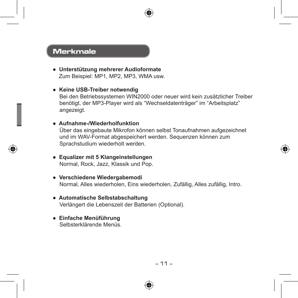 Merkmale | Curtis MPS533 User Manual | Page 46 / 185