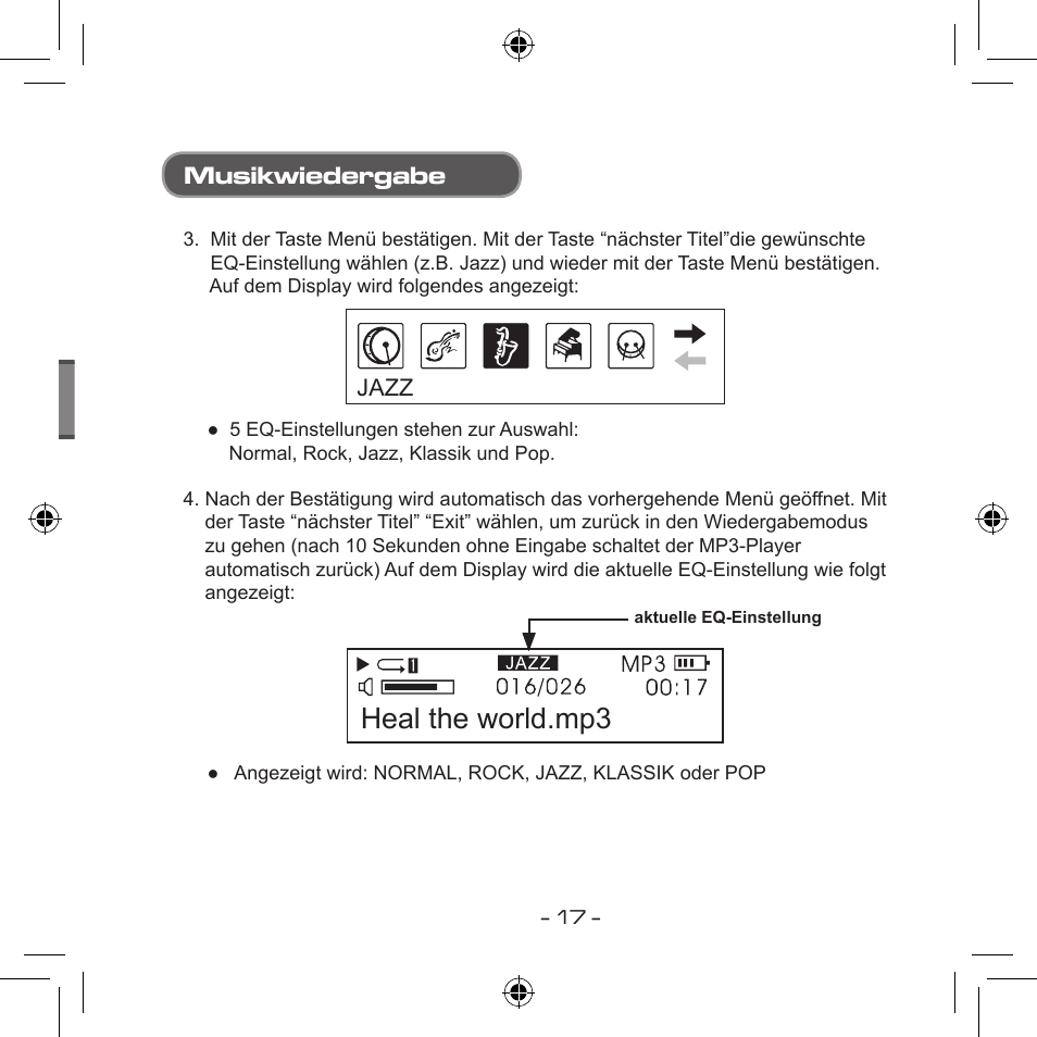 Heal the world.mp3, Musikwiedergabe | Curtis MPS533 User Manual | Page 52 / 185