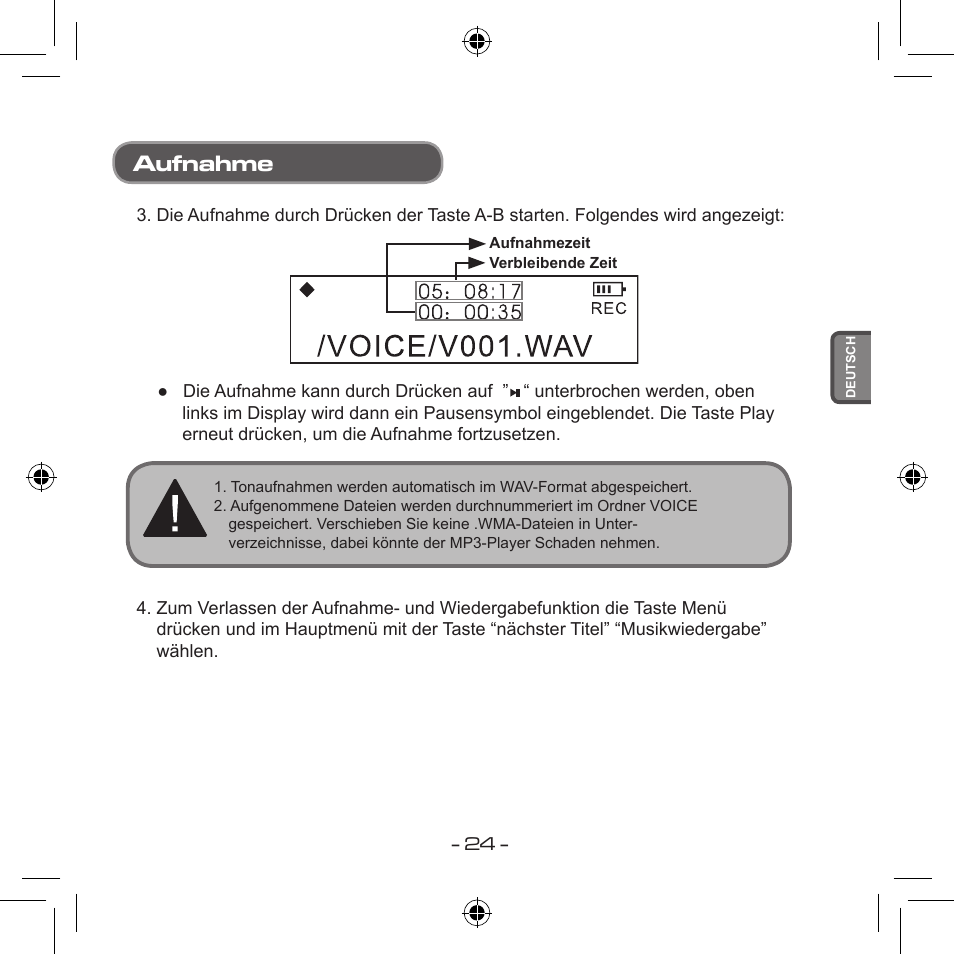 Aufnahme | Curtis MPS533 User Manual | Page 59 / 185