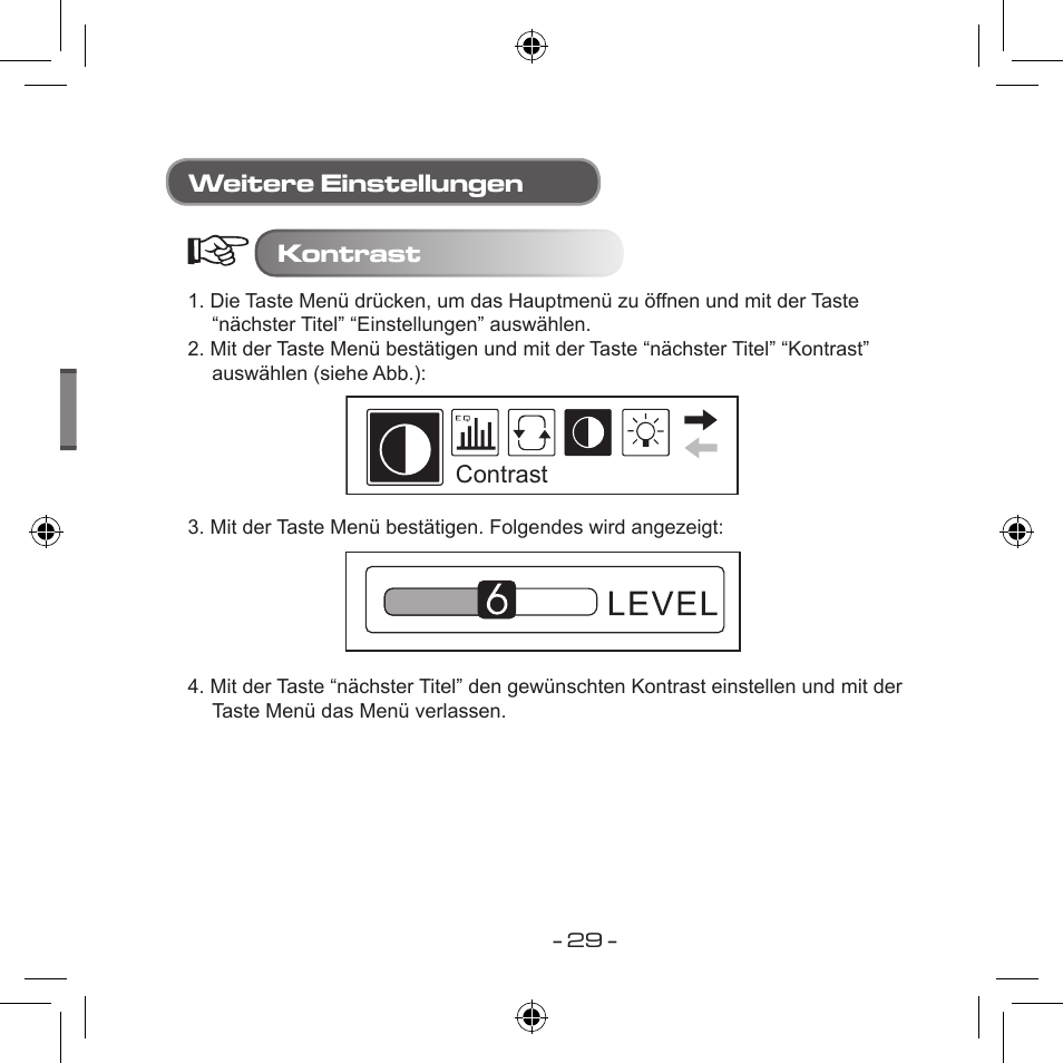 Weitere einstellungen kontrast | Curtis MPS533 User Manual | Page 64 / 185