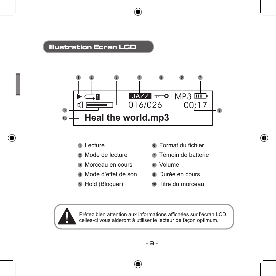 Heal the world.mp3, Illustration ecran lcd | Curtis MPS533 User Manual | Page 81 / 185