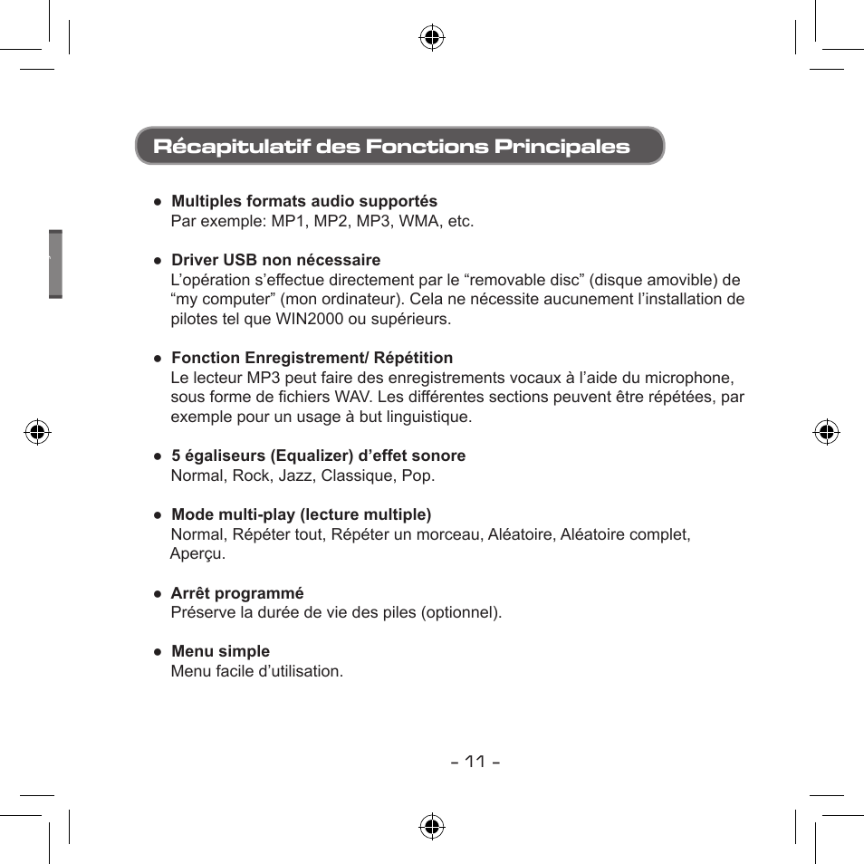 Récapitulatif des fonctions principales | Curtis MPS533 User Manual | Page 83 / 185