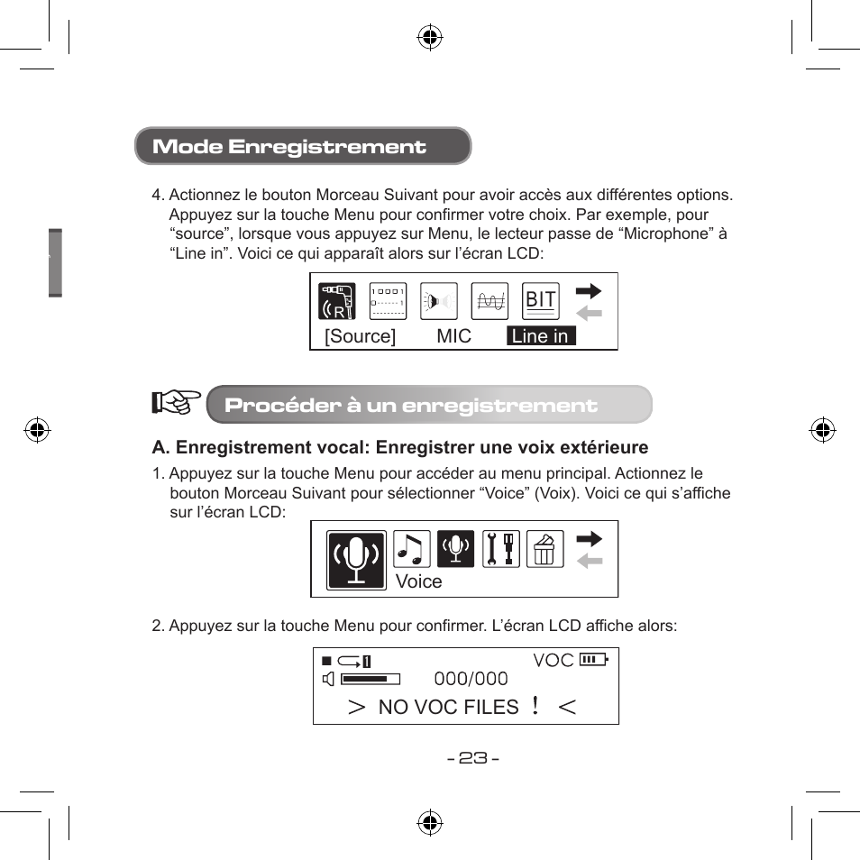 Mode enregistrement, Procéder à un enregistrement | Curtis MPS533 User Manual | Page 95 / 185
