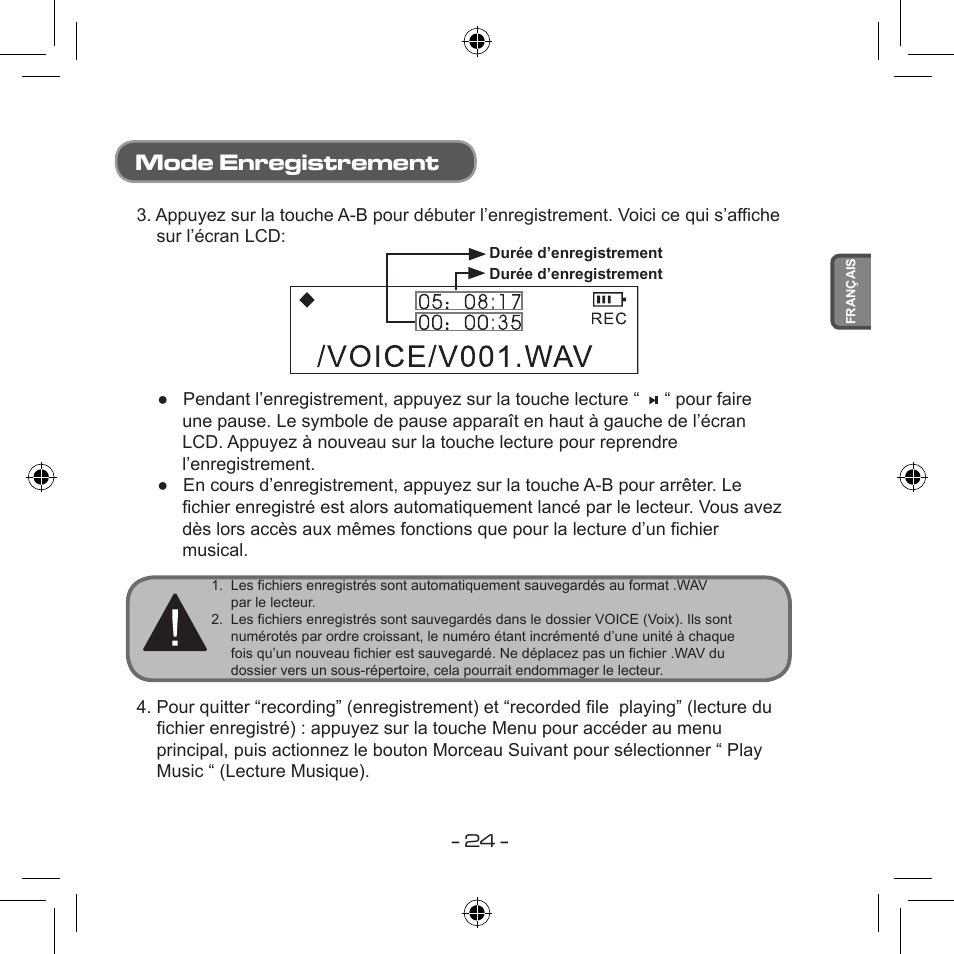 Mode enregistrement | Curtis MPS533 User Manual | Page 96 / 185
