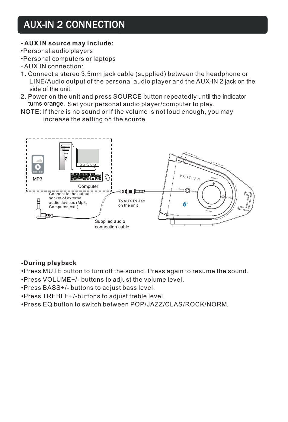 Aux-in 2 connection | Curtis PSP297 User Manual | Page 10 / 15