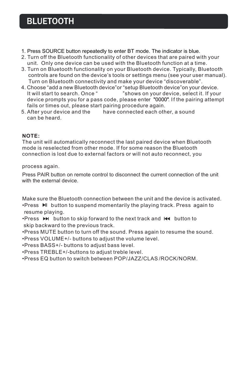 页 10, Bluetooth | Curtis PSP297 User Manual | Page 11 / 15