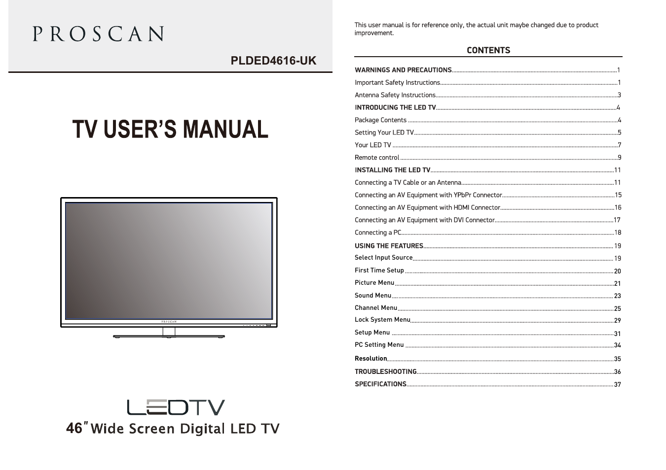 Curtis PLDED4616-UK User Manual | 20 pages