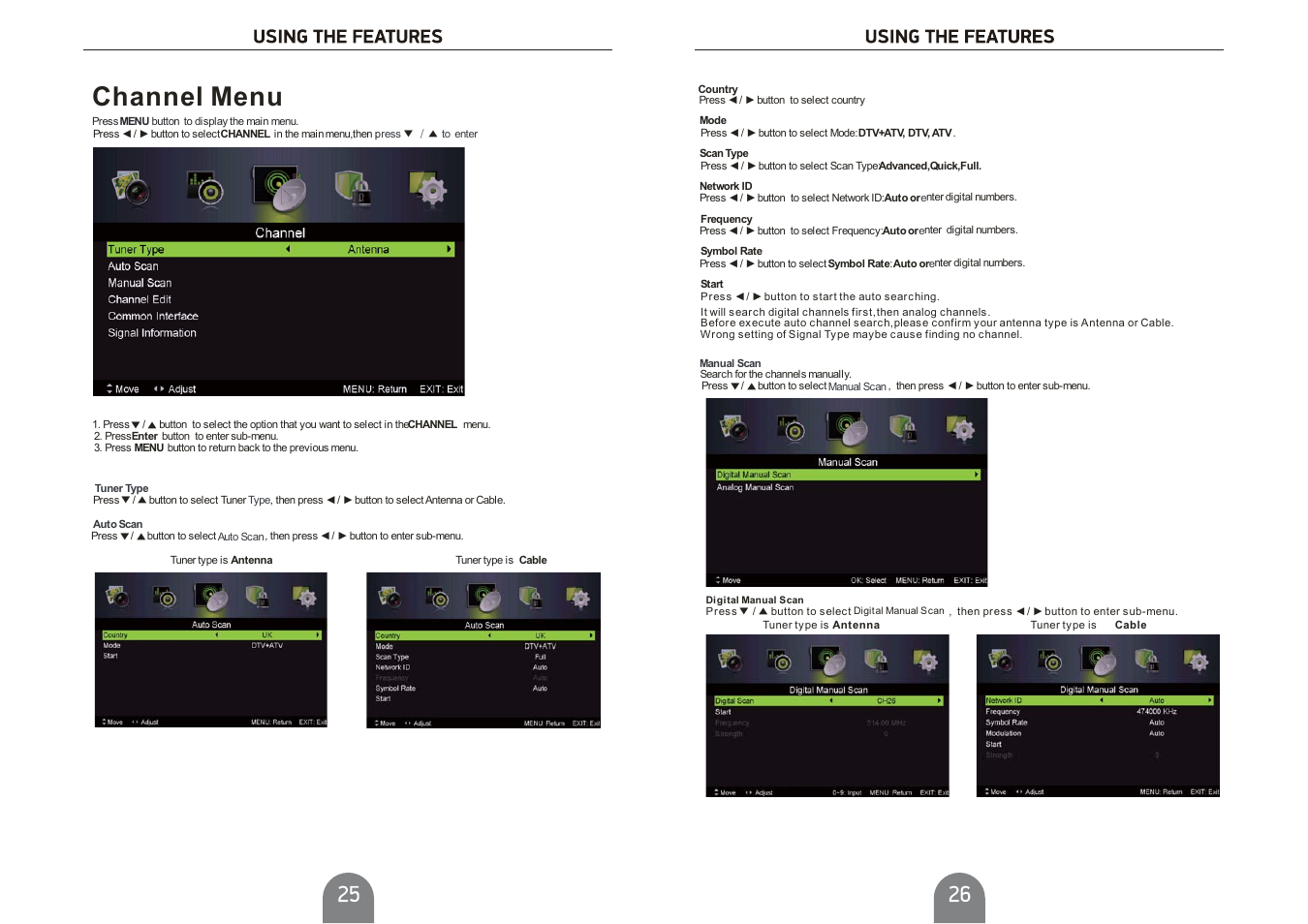 Channel menu | Curtis PLDED4616-UK User Manual | Page 14 / 20