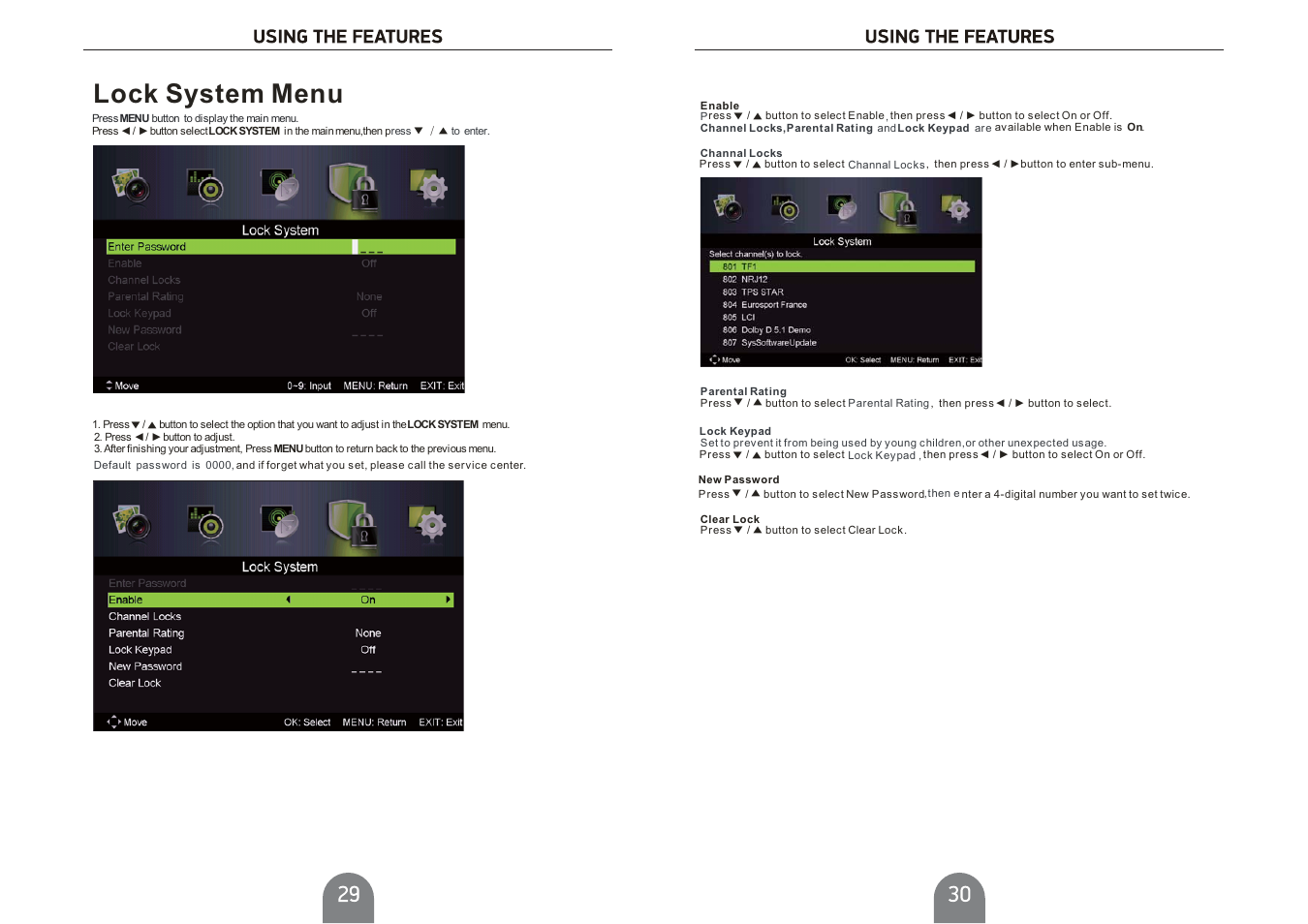 Lock system menu | Curtis PLDED4616-UK User Manual | Page 16 / 20