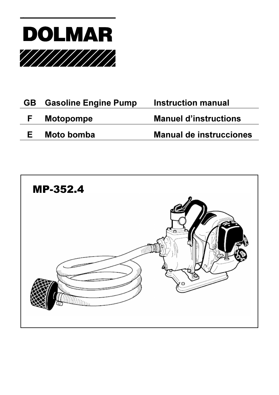 Dolmar GB GASOLINE ENGINE PUMP MP-352.4 User Manual | 28 pages