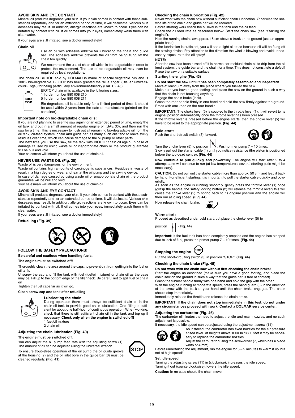 Dolmar PS-220 TH User Manual | Page 19 / 128