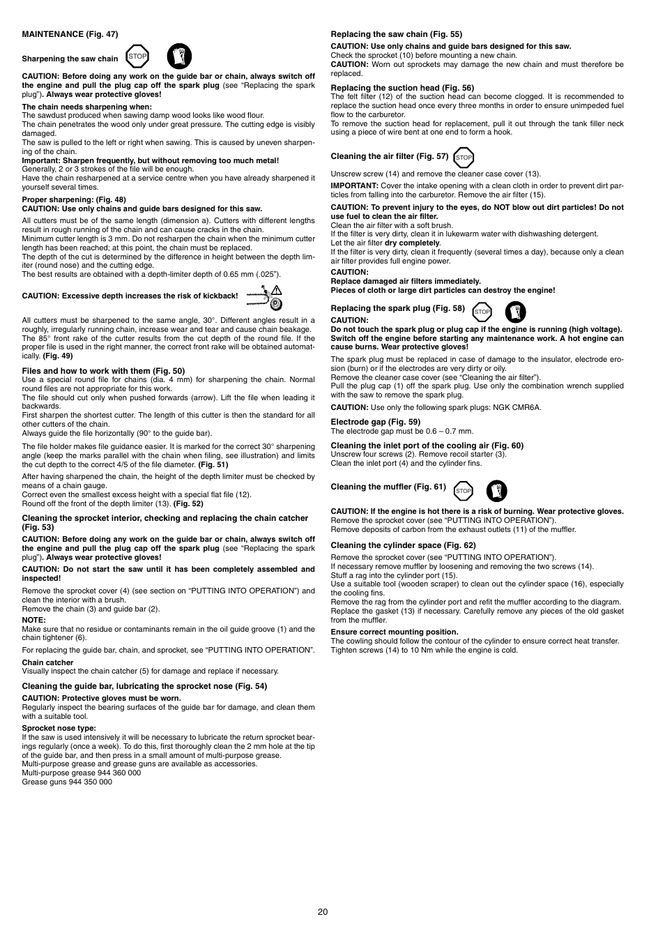 Dolmar PS-220 TH User Manual | Page 20 / 128