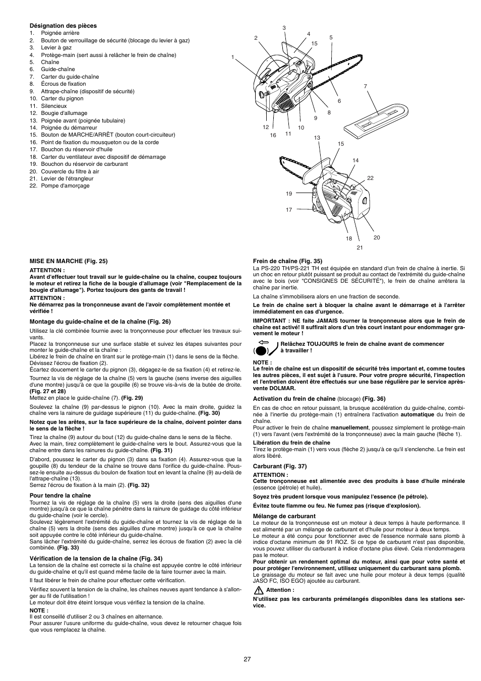 Dolmar PS-220 TH User Manual | Page 27 / 128