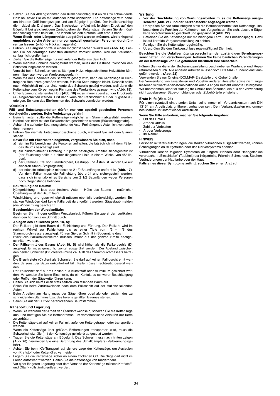 Dolmar PS-220 TH User Manual | Page 34 / 128