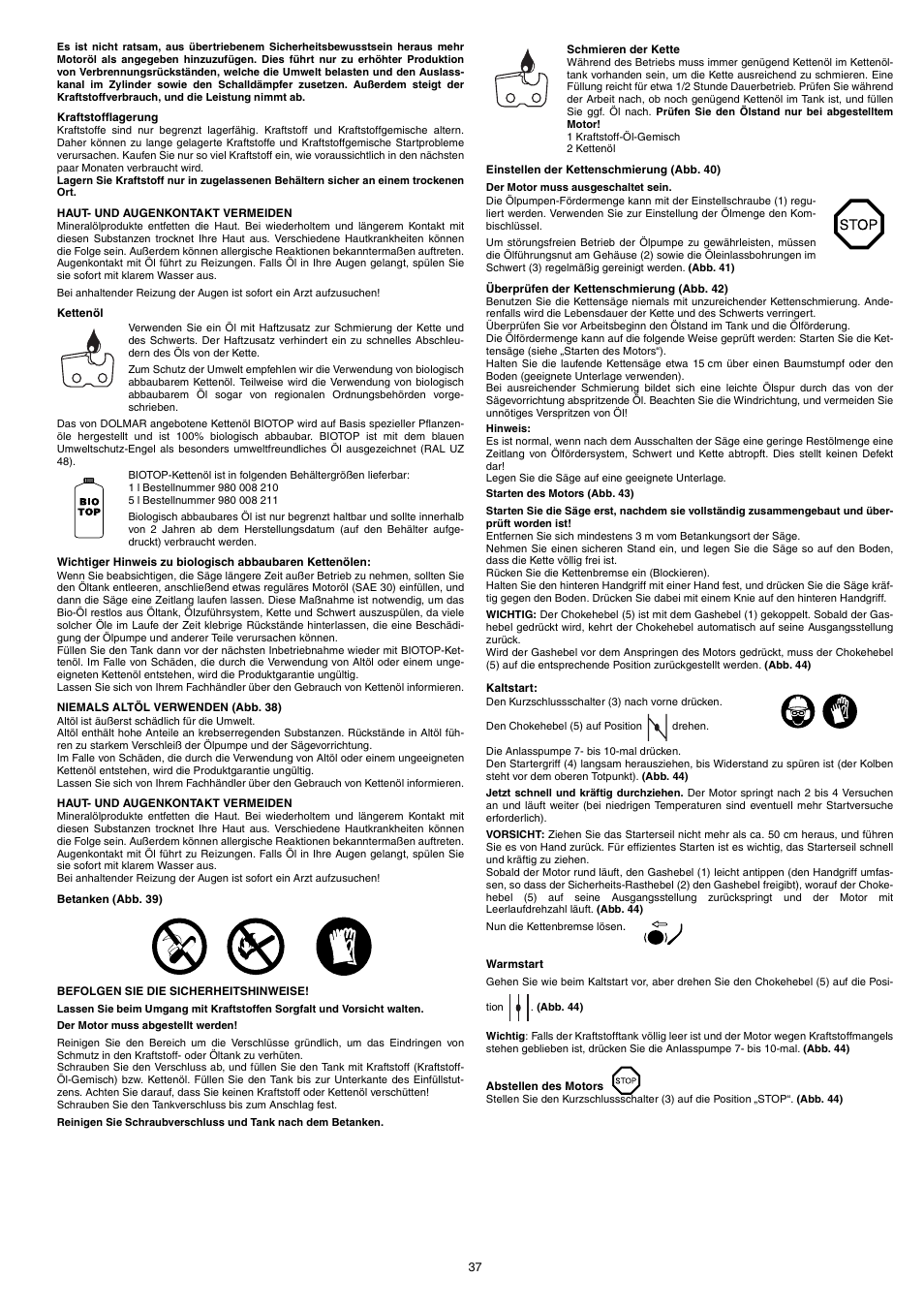 Dolmar PS-220 TH User Manual | Page 37 / 128