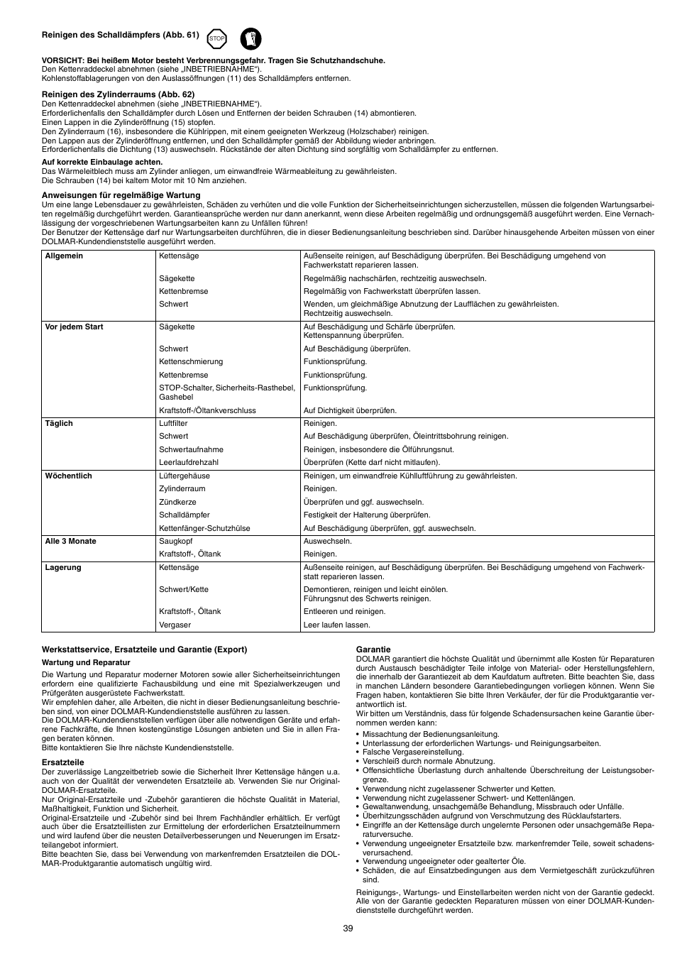 Dolmar PS-220 TH User Manual | Page 39 / 128