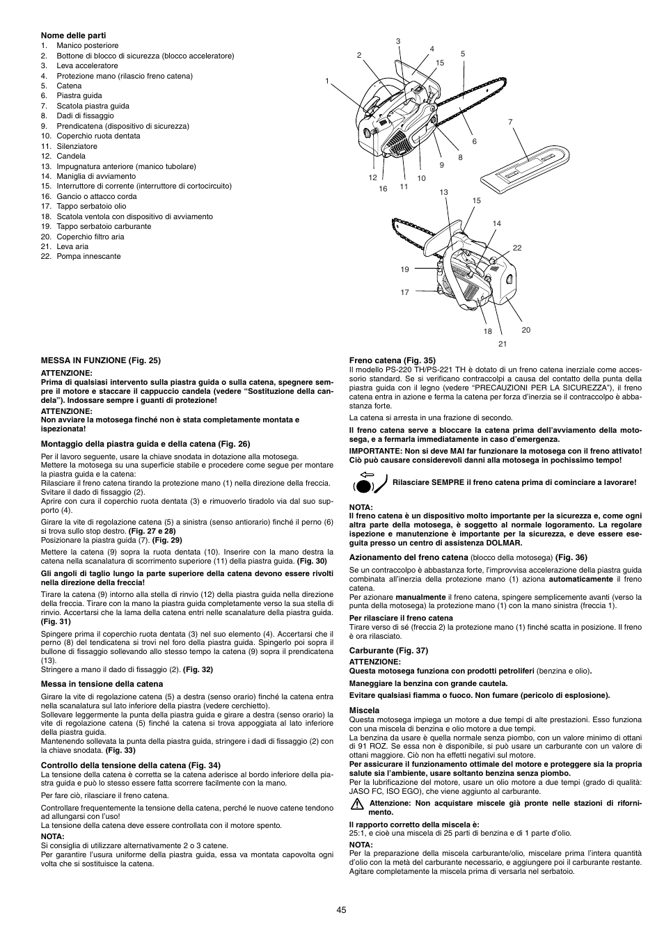 Dolmar PS-220 TH User Manual | Page 45 / 128