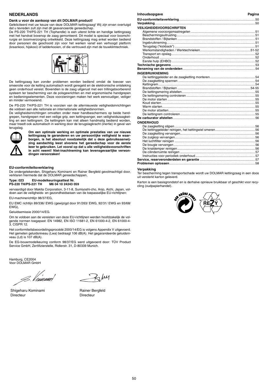 Re y | Dolmar PS-220 TH User Manual | Page 50 / 128