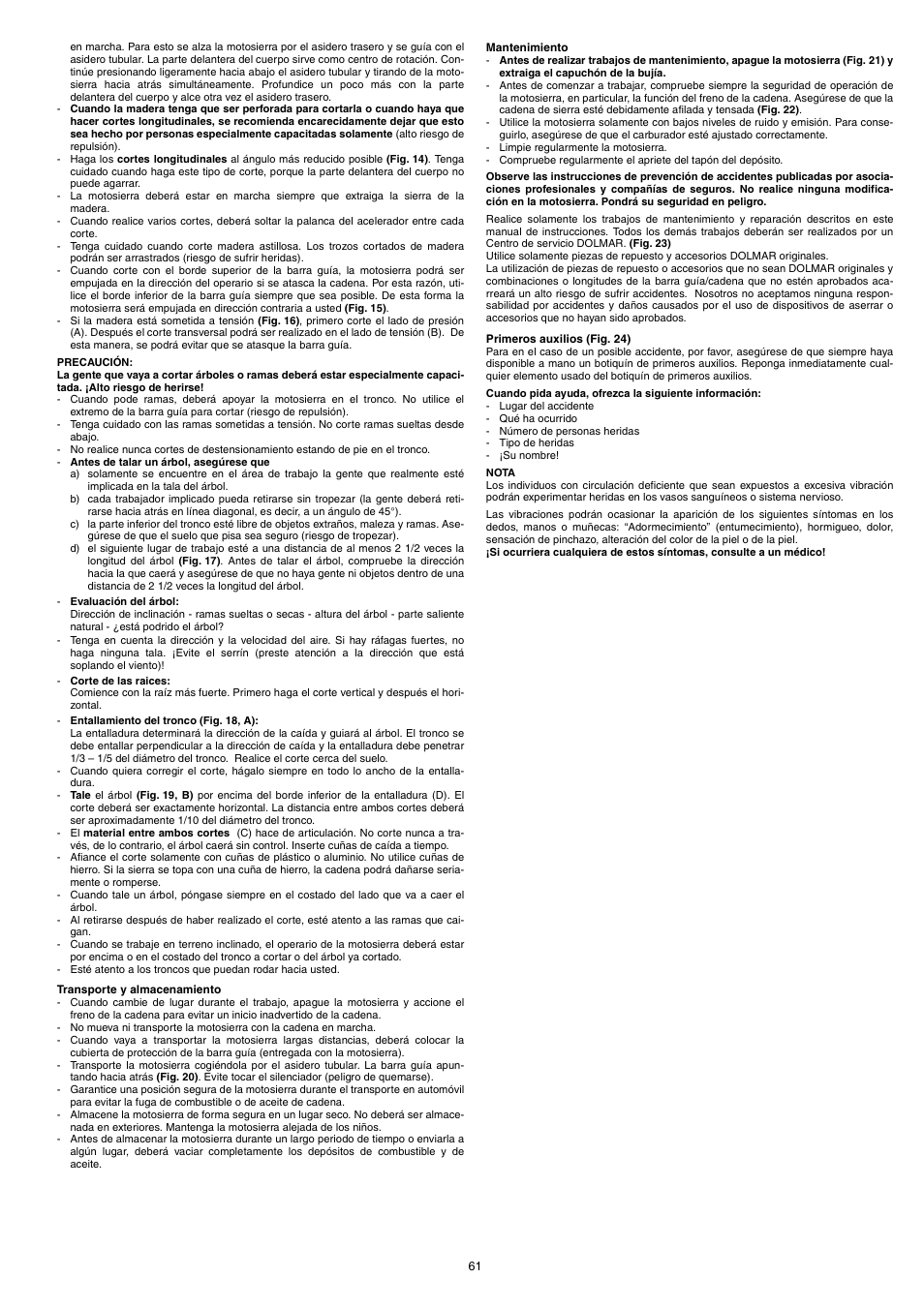 Dolmar PS-220 TH User Manual | Page 61 / 128