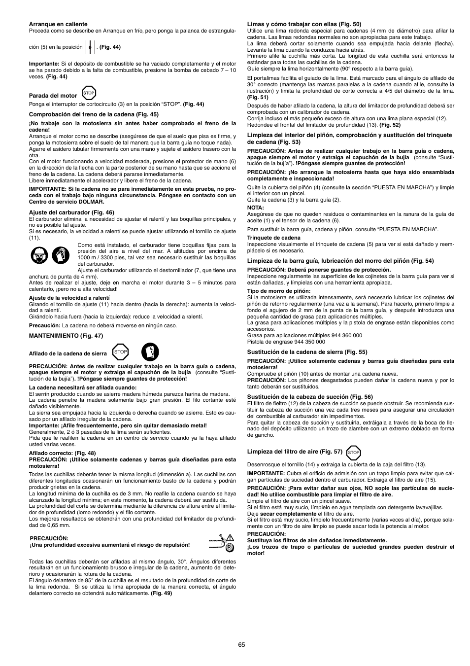 Dolmar PS-220 TH User Manual | Page 65 / 128