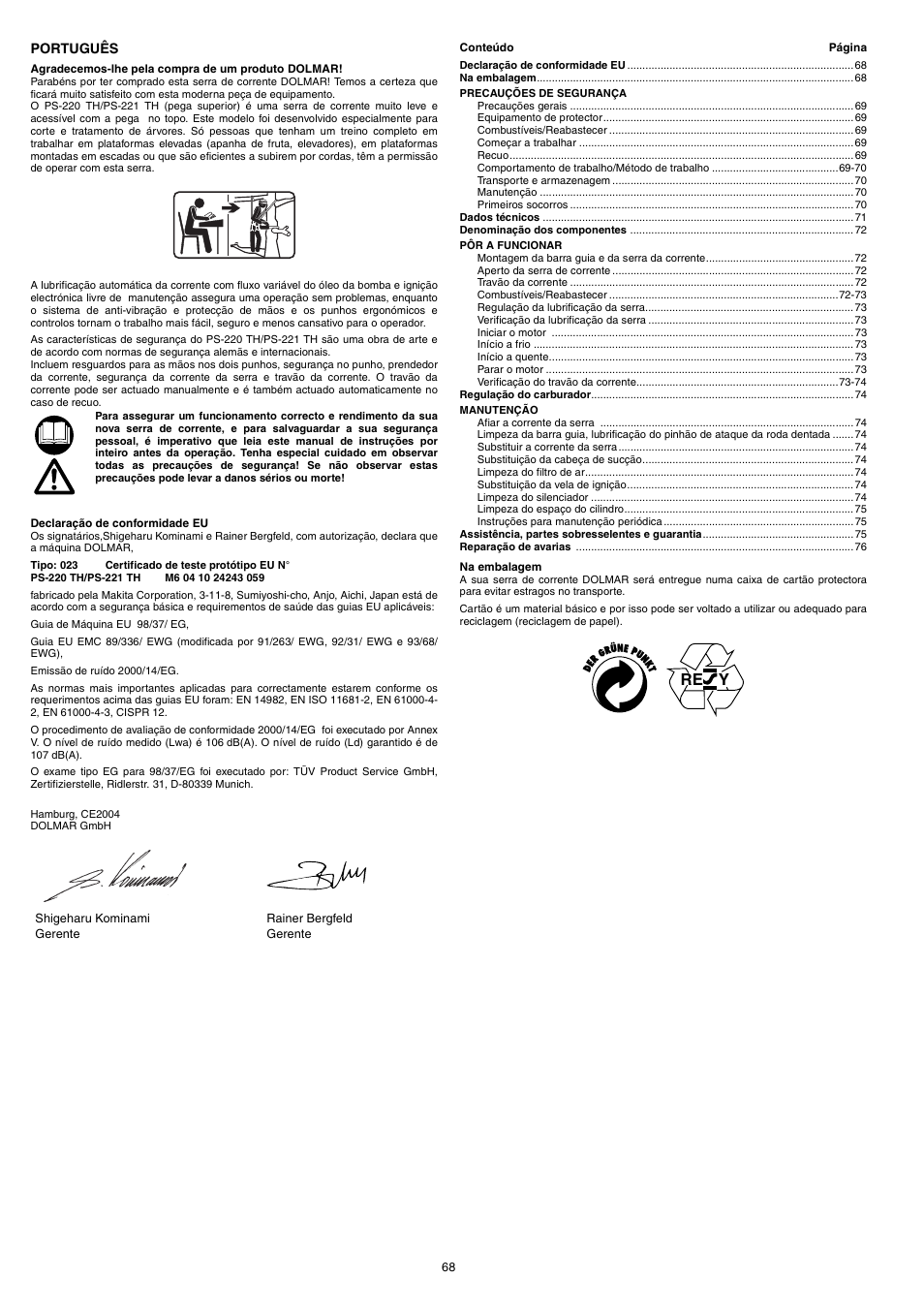 Re y | Dolmar PS-220 TH User Manual | Page 68 / 128