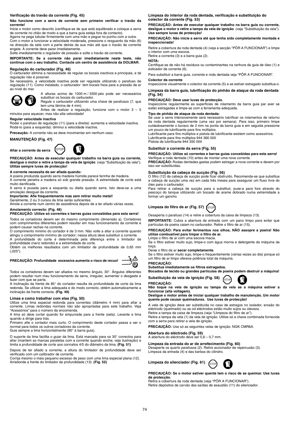 Dolmar PS-220 TH User Manual | Page 74 / 128