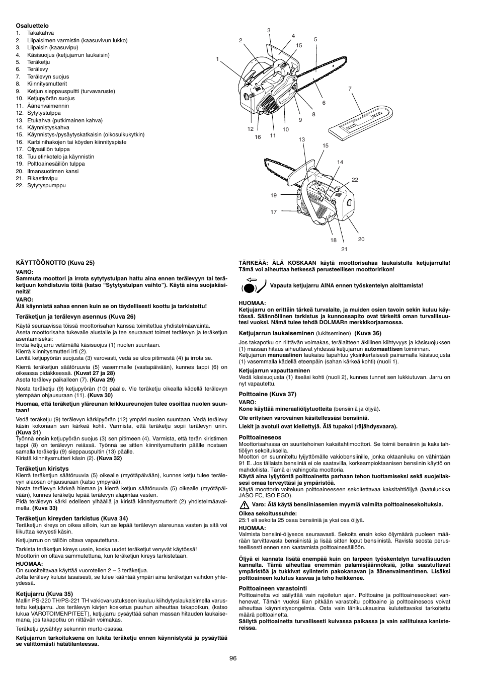 Dolmar PS-220 TH User Manual | Page 96 / 128