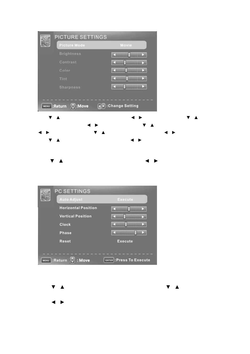 Screen size, Pc settings | Curtis PLDED3992A User Manual | Page 20 / 40