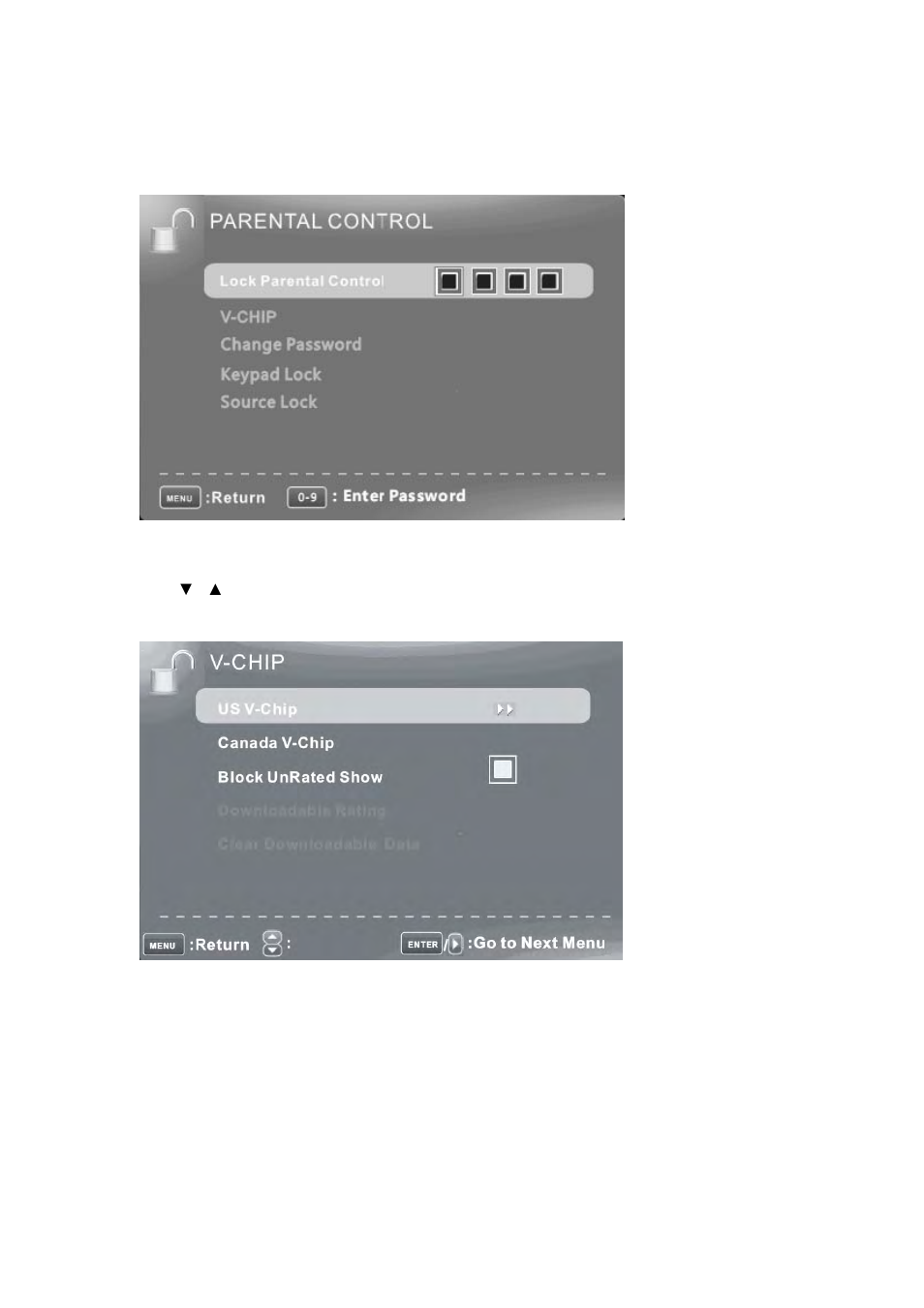 Parental control, V-chip | Curtis PLDED3992A User Manual | Page 26 / 40