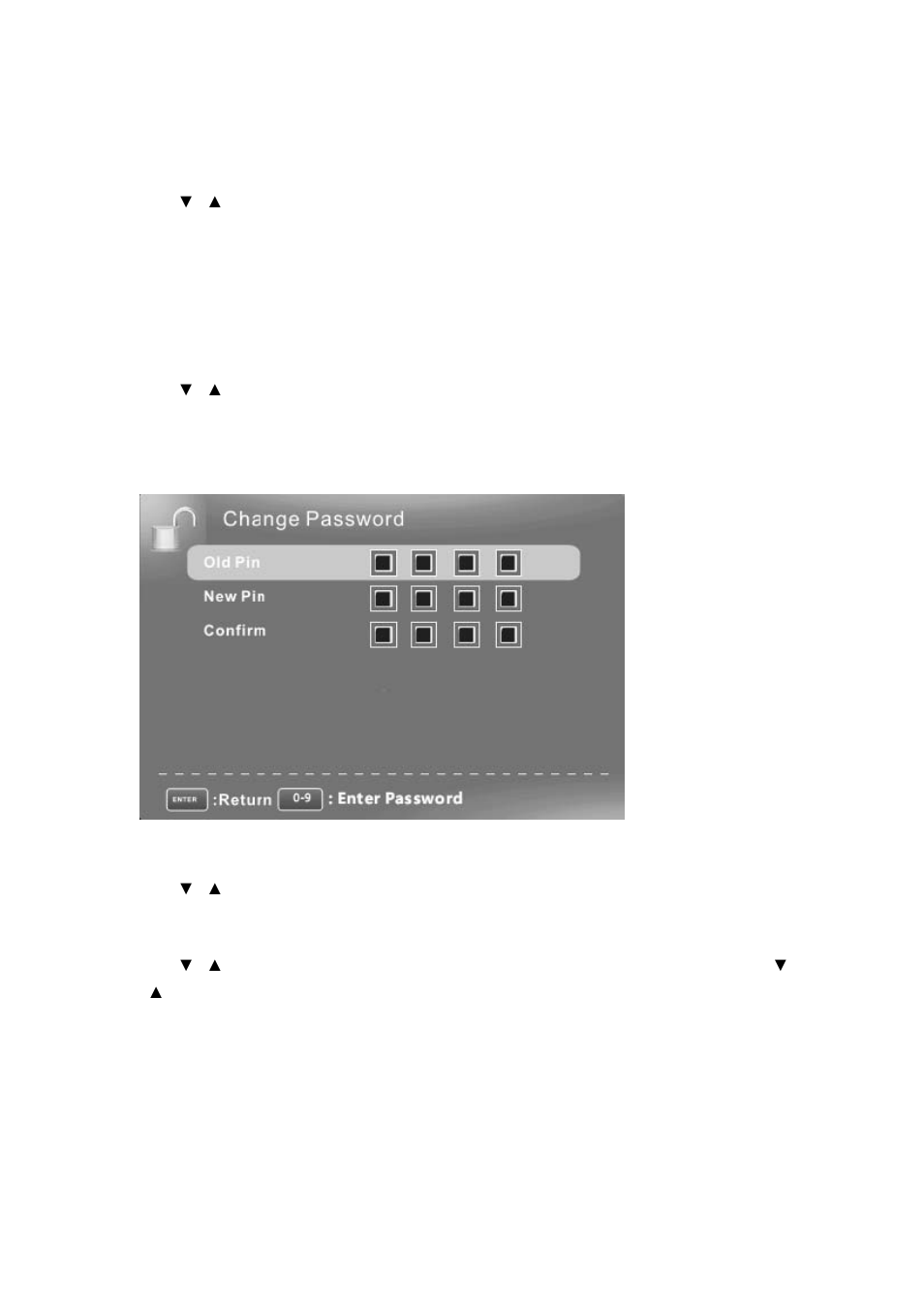 Clear downloadable data, Change password, Keypad lock | Source lock | Curtis PLDED3992A User Manual | Page 29 / 40