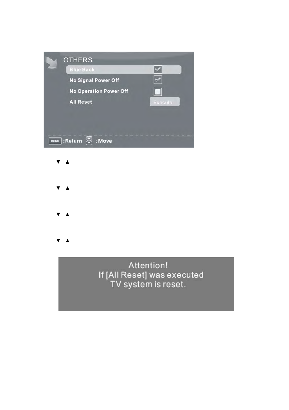 Others menu | Curtis PLDED3992A User Manual | Page 33 / 40