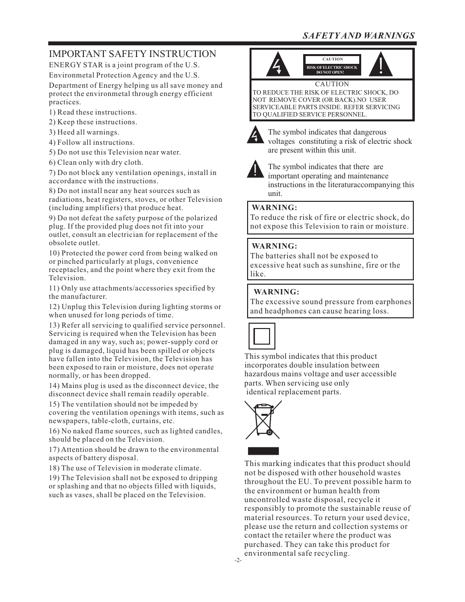 Important safety instruction | Curtis PLDED5030A-RK User Manual | Page 3 / 33