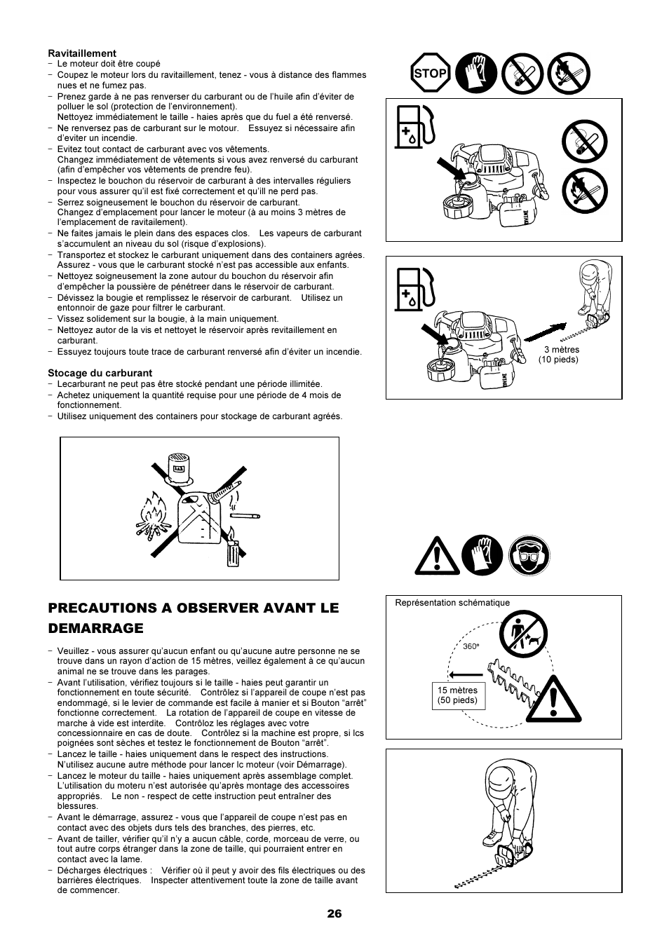 Precautions a observer avant le demarrage | Dolmar HT-2249 D User Manual | Page 26 / 48