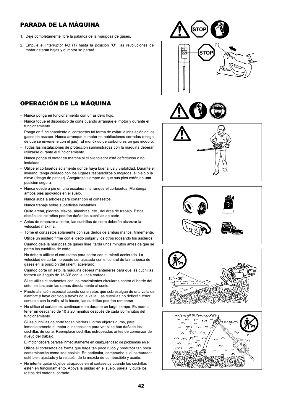 Parada de la máquina, Operación de la máquina | Dolmar HT-2249 D User Manual | Page 42 / 48