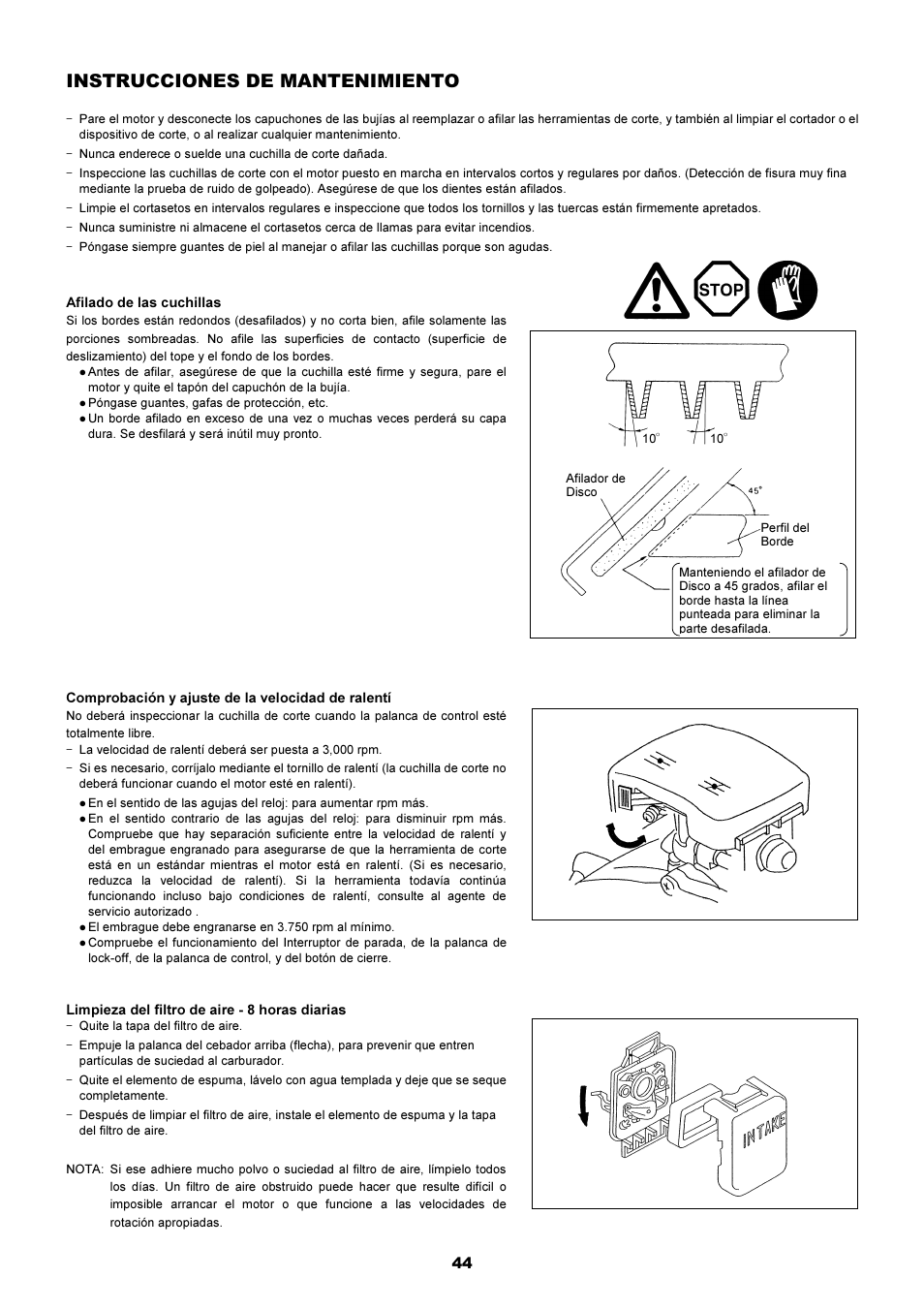 Instrucciones de mantenimiento | Dolmar HT-2249 D User Manual | Page 44 / 48