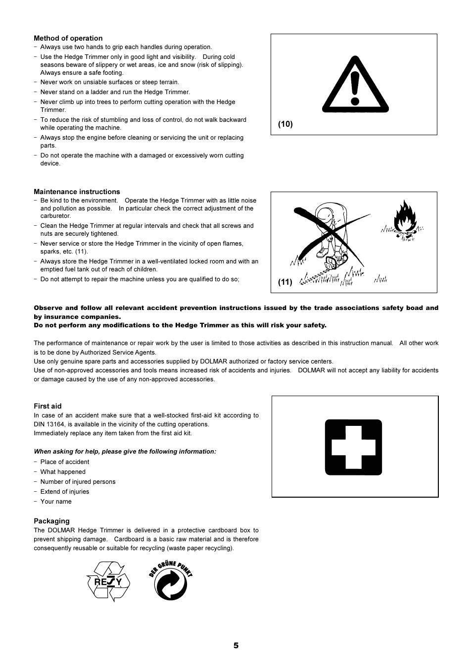 Dolmar HT-2249 D User Manual | Page 5 / 48
