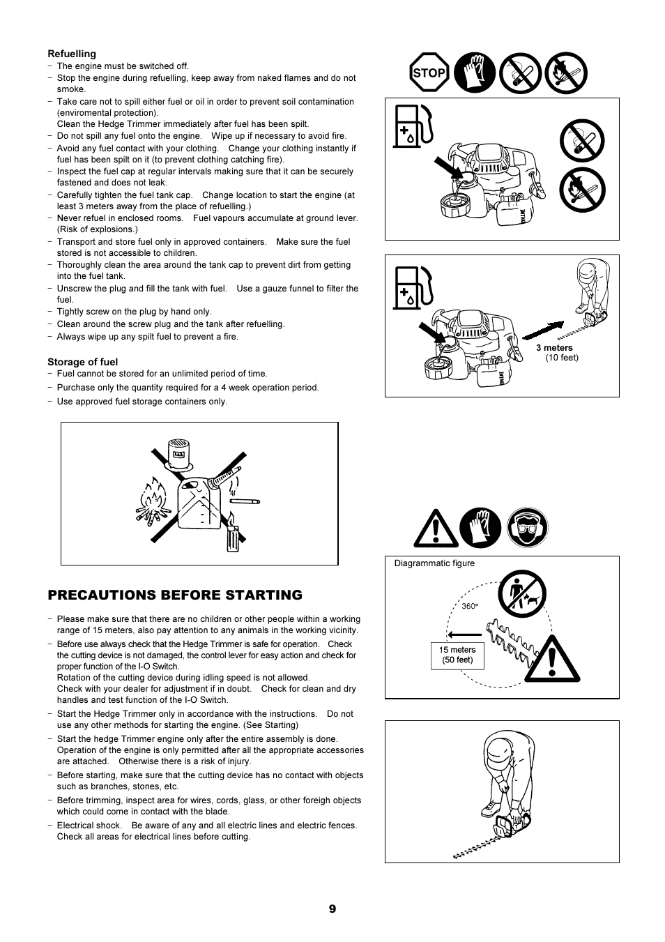 Precautions before starting | Dolmar HT-2249 D User Manual | Page 9 / 48