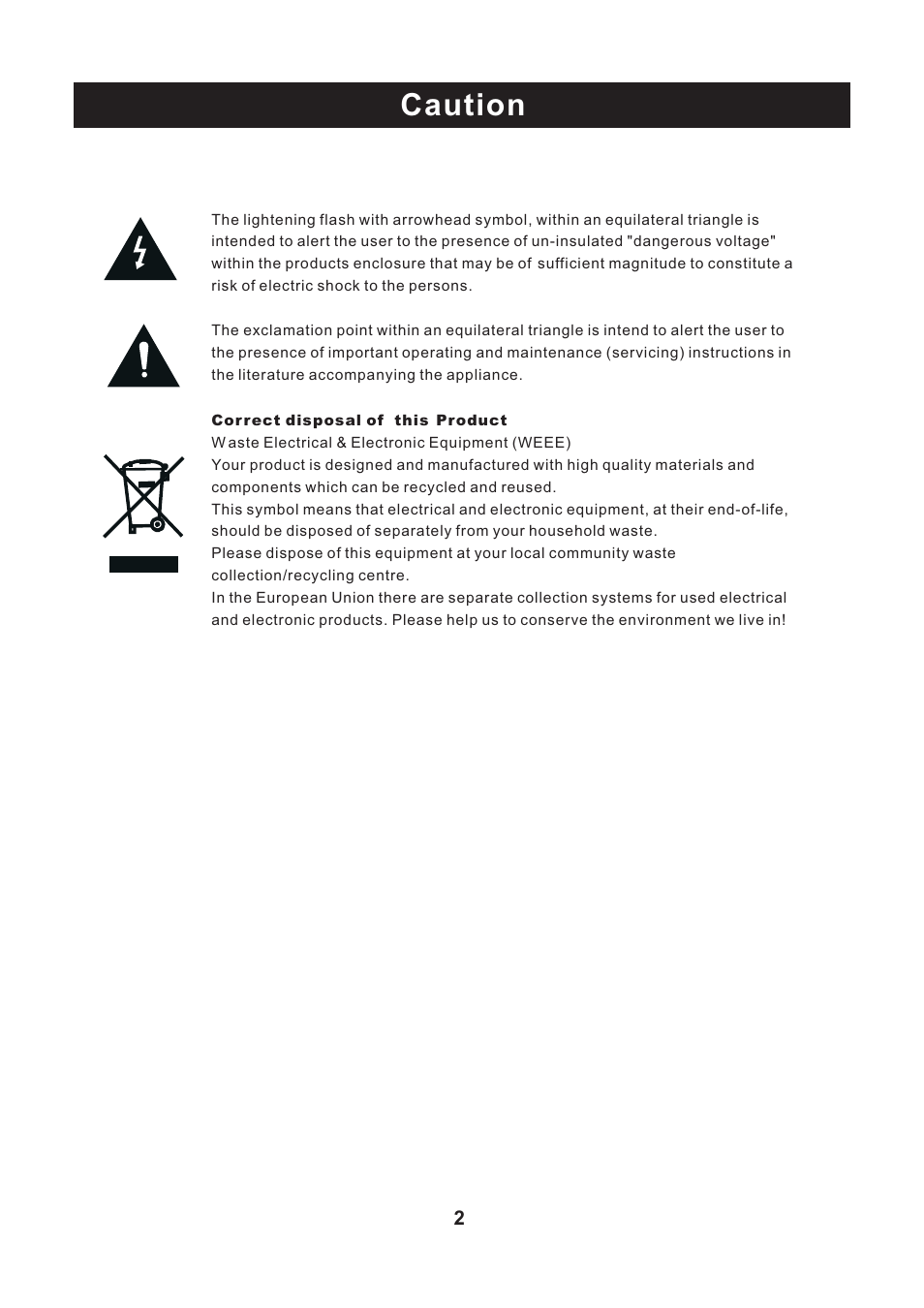 Caution | Curtis RLC2609 User Manual | Page 3 / 18