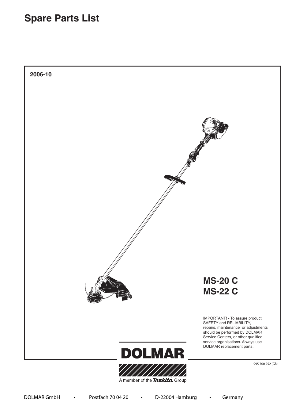 Dolmar MS-20 C User Manual | 14 pages