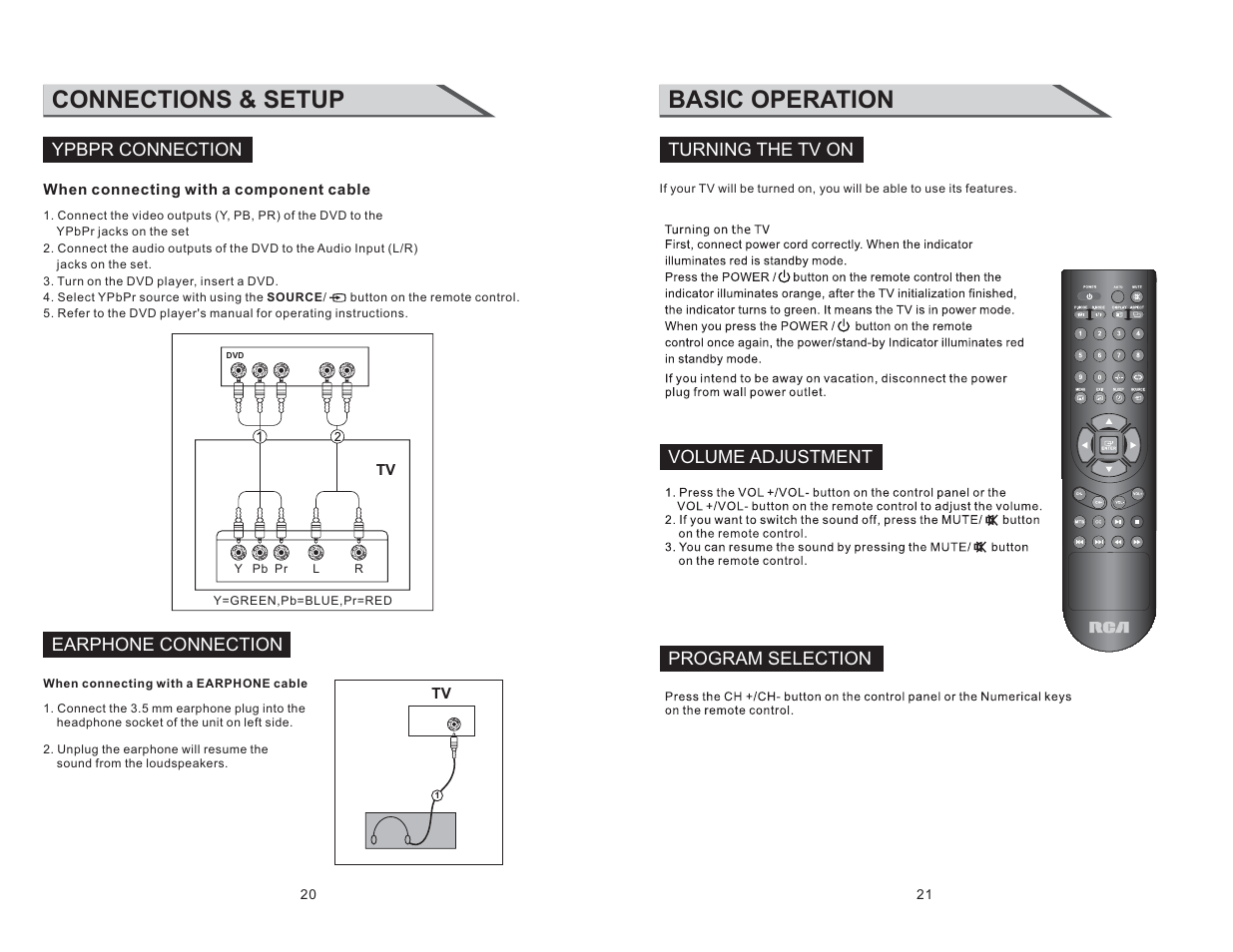 Connections & setup, Basic operation | Curtis RLC3220 User Manual | Page 12 / 17