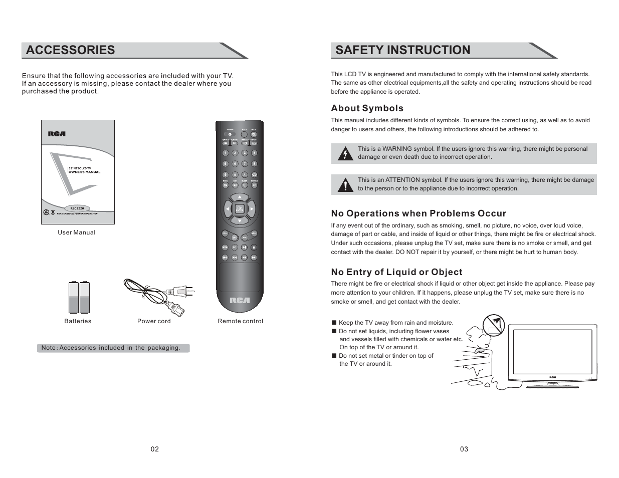 Accessories, Safety instruction | Curtis RLC3220 User Manual | Page 3 / 17