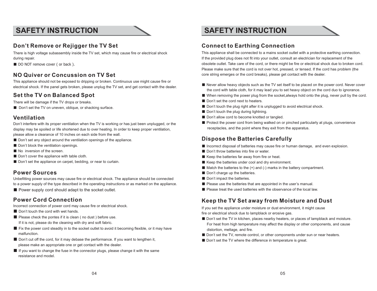 Safety instruction | Curtis RLC3220 User Manual | Page 4 / 17