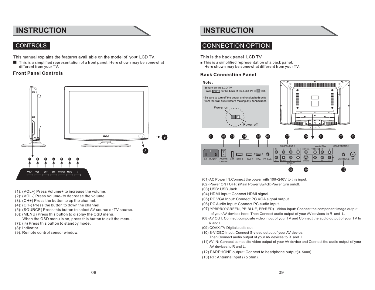 Instruction, Controls | Curtis RLC3220 User Manual | Page 6 / 17
